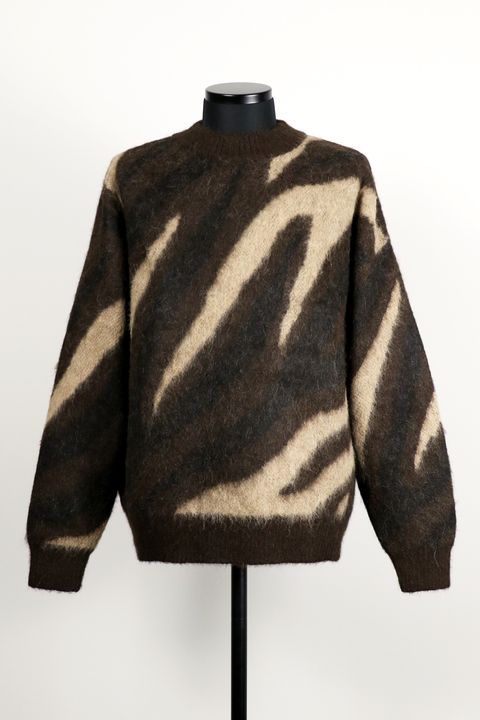 NATURAL COLOR ALPACA BIAS ZEBRA PATTERN JUMPER / ナチュラルカラー アルパカ バイアス ゼブラ パターン ジャンパー