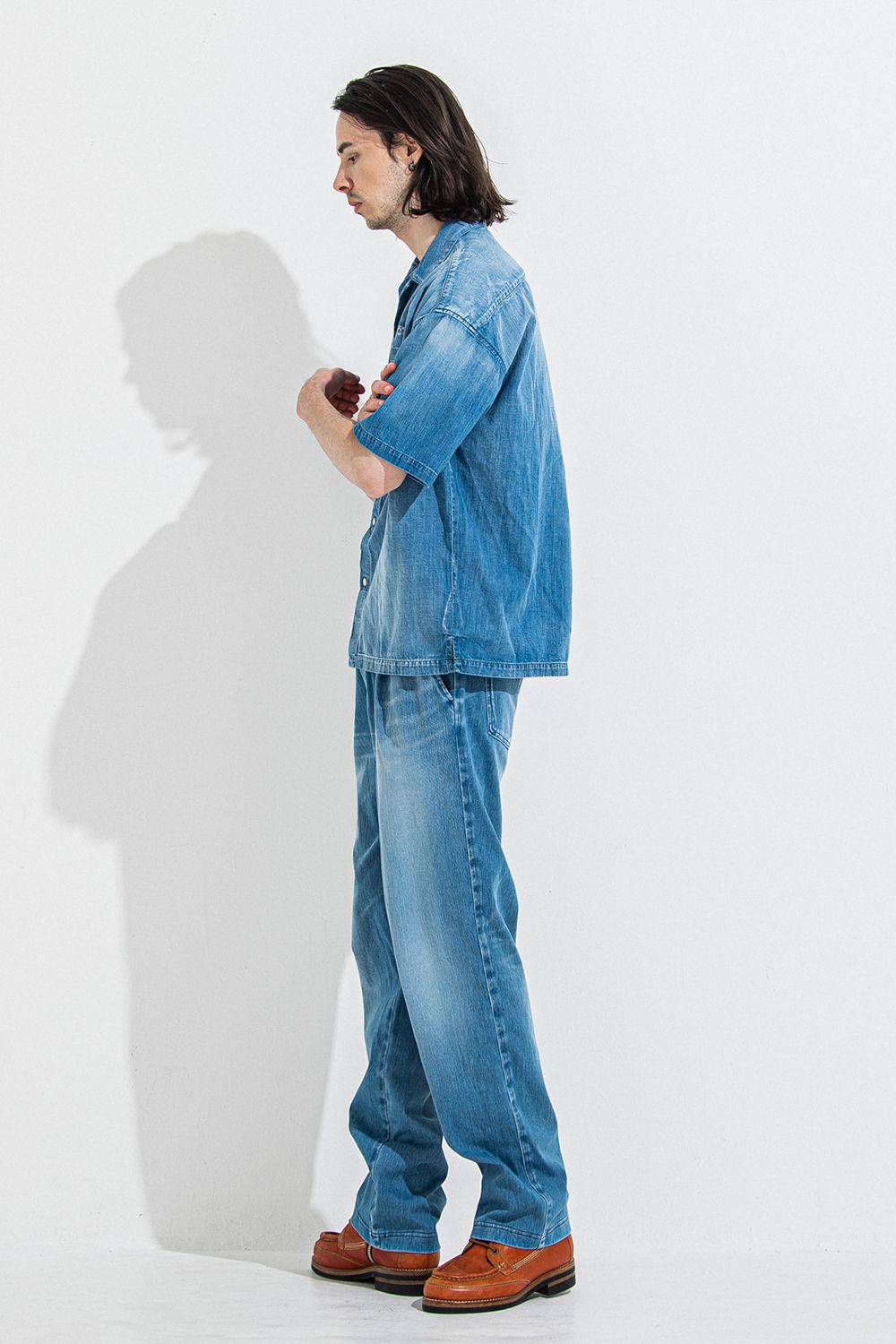 DENIM JERSEY WIDE PT / デニム ジャージ ワイド パンツ