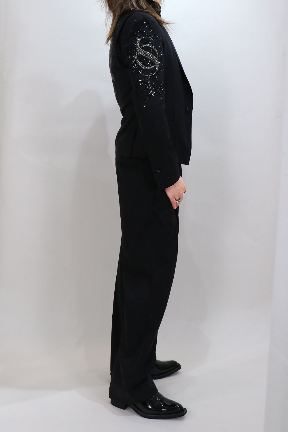 【SGZ COSTUME LINE】 RePE/Wool Gabardine Short Peaked Jacket（スワロ付） / SUGIZO コスチューム ショート ピークド ジャケット