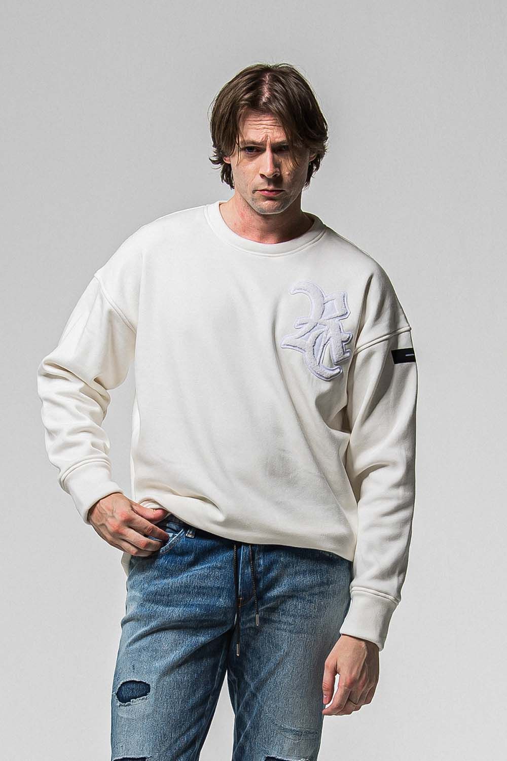 RC CHENILLE VELOURS FLEECE DROP TRINER / RC サガラ刺繍ワッペン ベロア フリース ドロップ トレーナー