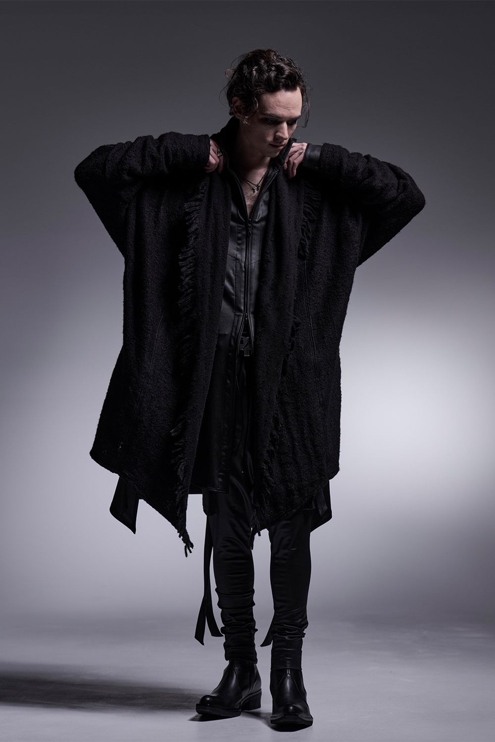 Border Dolman Fringe Cardigan / ボーダー ドルマンフリンジカーディガン