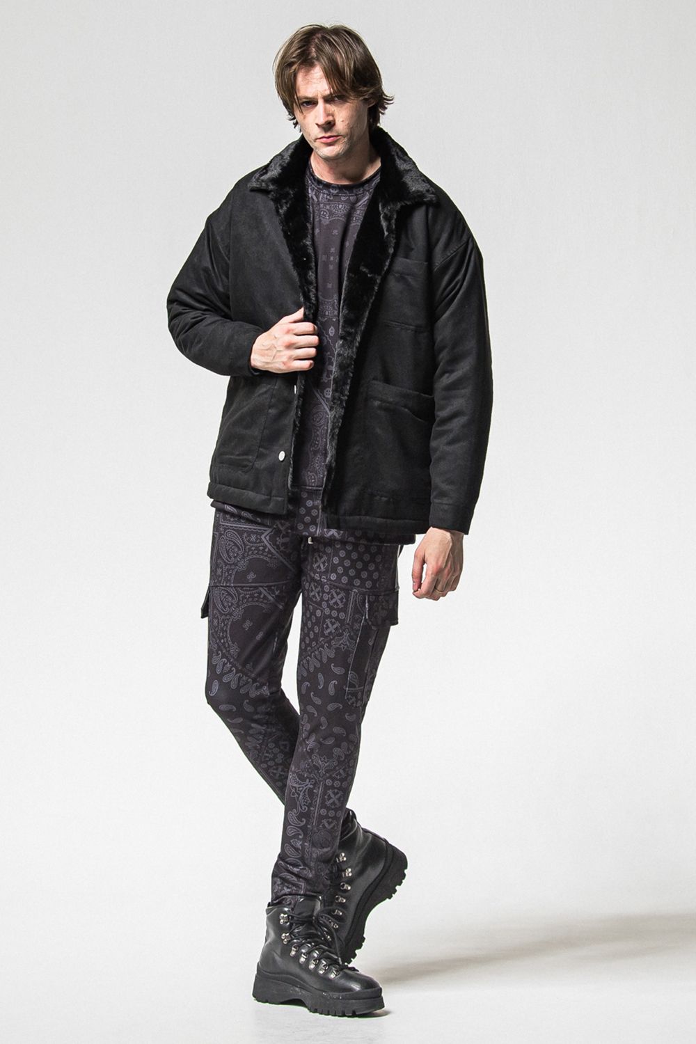 PAISLEY BACK FLEECE DROP TRAINER / 裏起毛 ペイズリー柄 ルーズトレーナー