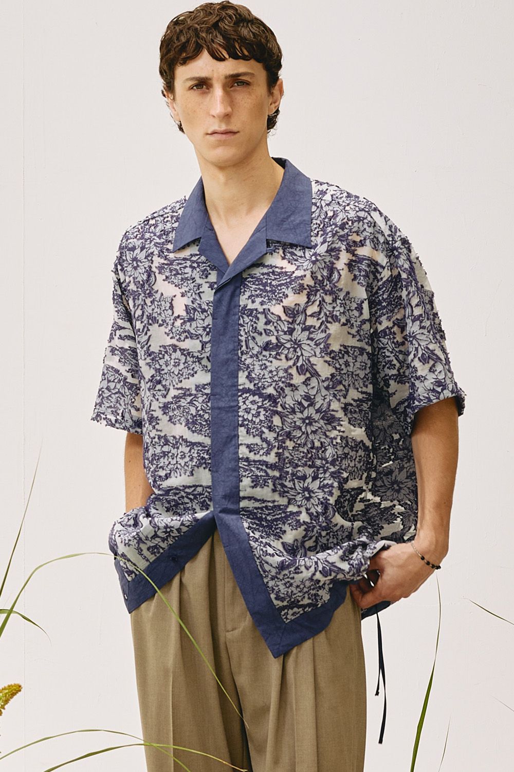Cut jacquard sheer S/S shirt / カットジャガード シアー ショートスリーブ シャツ