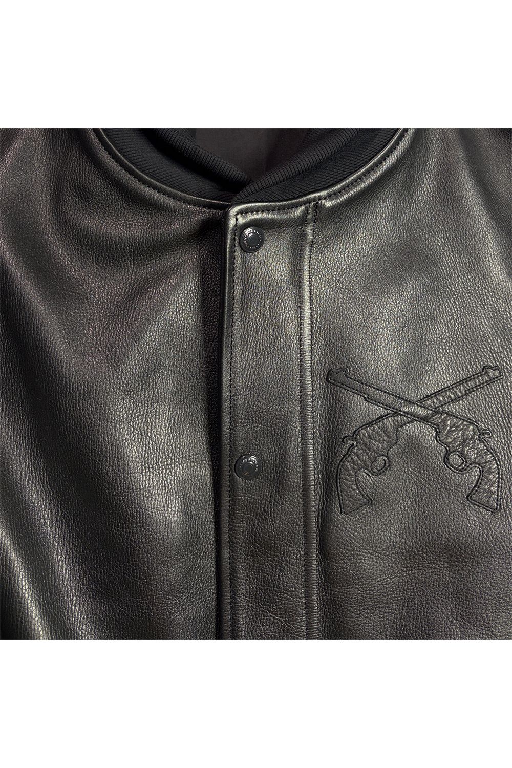 COW LEATHER RIB JKT / カウレザー リブ ジャケット スタジャン