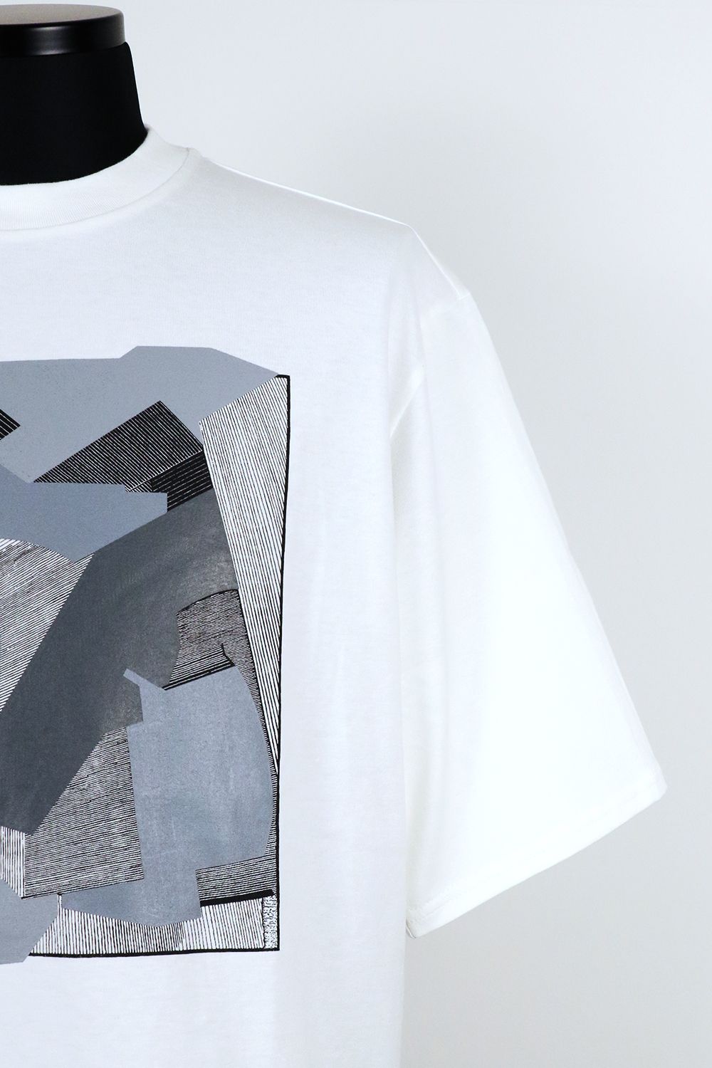 40/2 ORGANIC COTTON KNIT CREW NECK PRINT TEE "FINE LINES" / オーガニックコットン26G天竺 クルーネック プリントTシャツ
