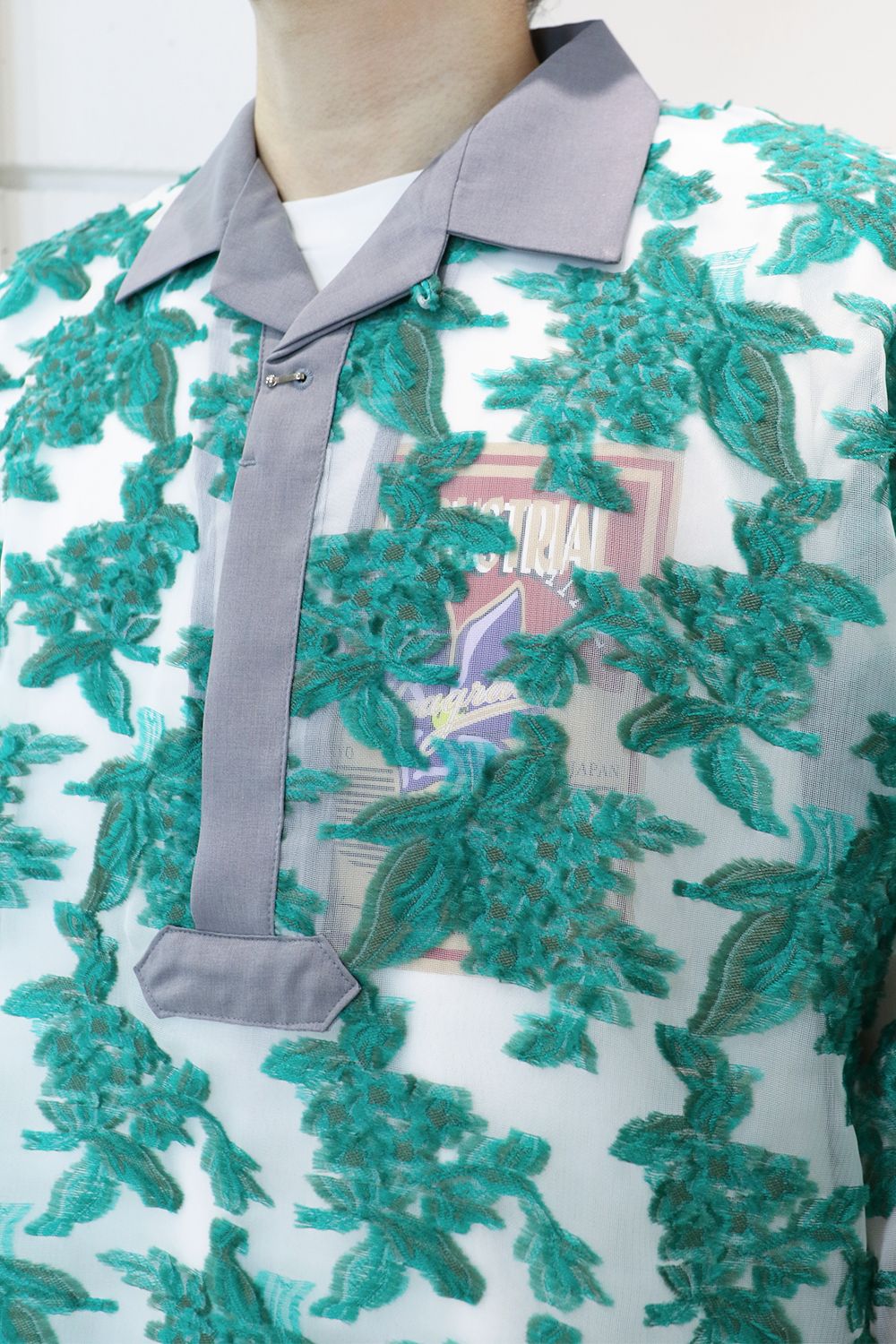 Mesh jaquard skipper shirt / メッシュ ジャガード スキッパー シャツ