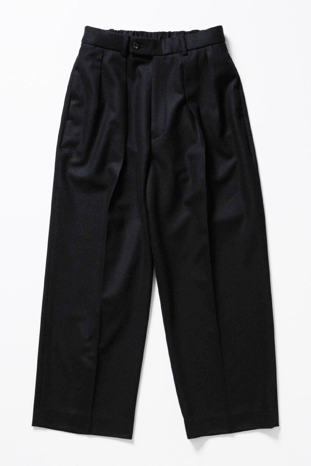 ORGANIC WOOL FLANNEL DOUBLE PLEATED TROUSERS / オーガニック ウール フランネル ダブルプリーテッド トラウザーズ