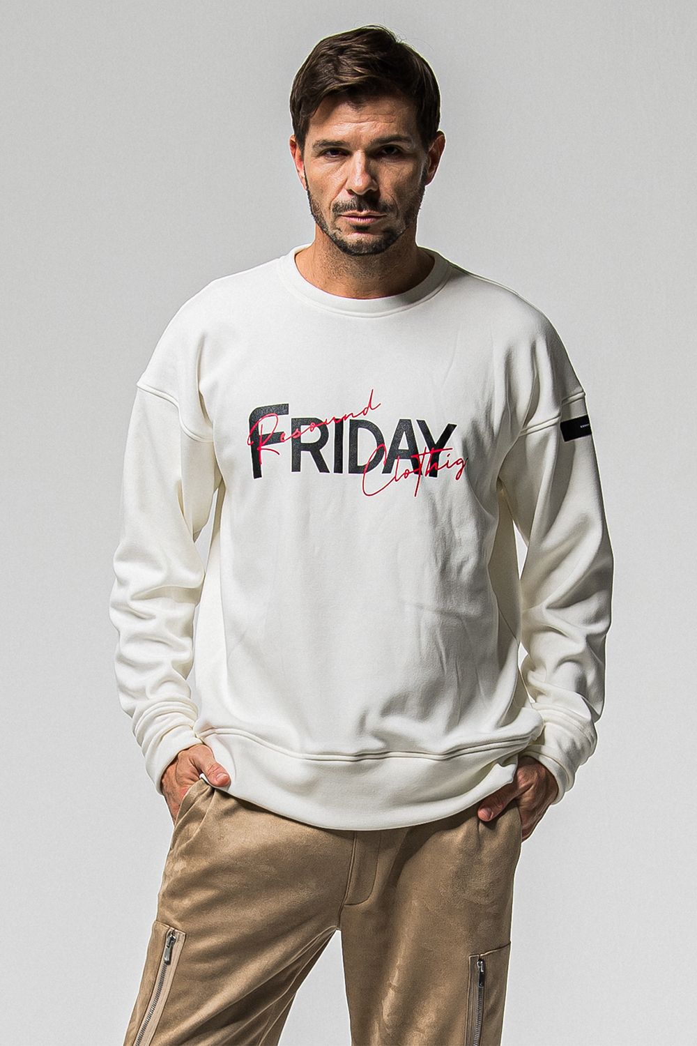 FRIDAY OLD LOGO VELOURS FLEECE TRINER / FRIDAYコラボ オールドロゴ 裏ベロアフリーストレーナー