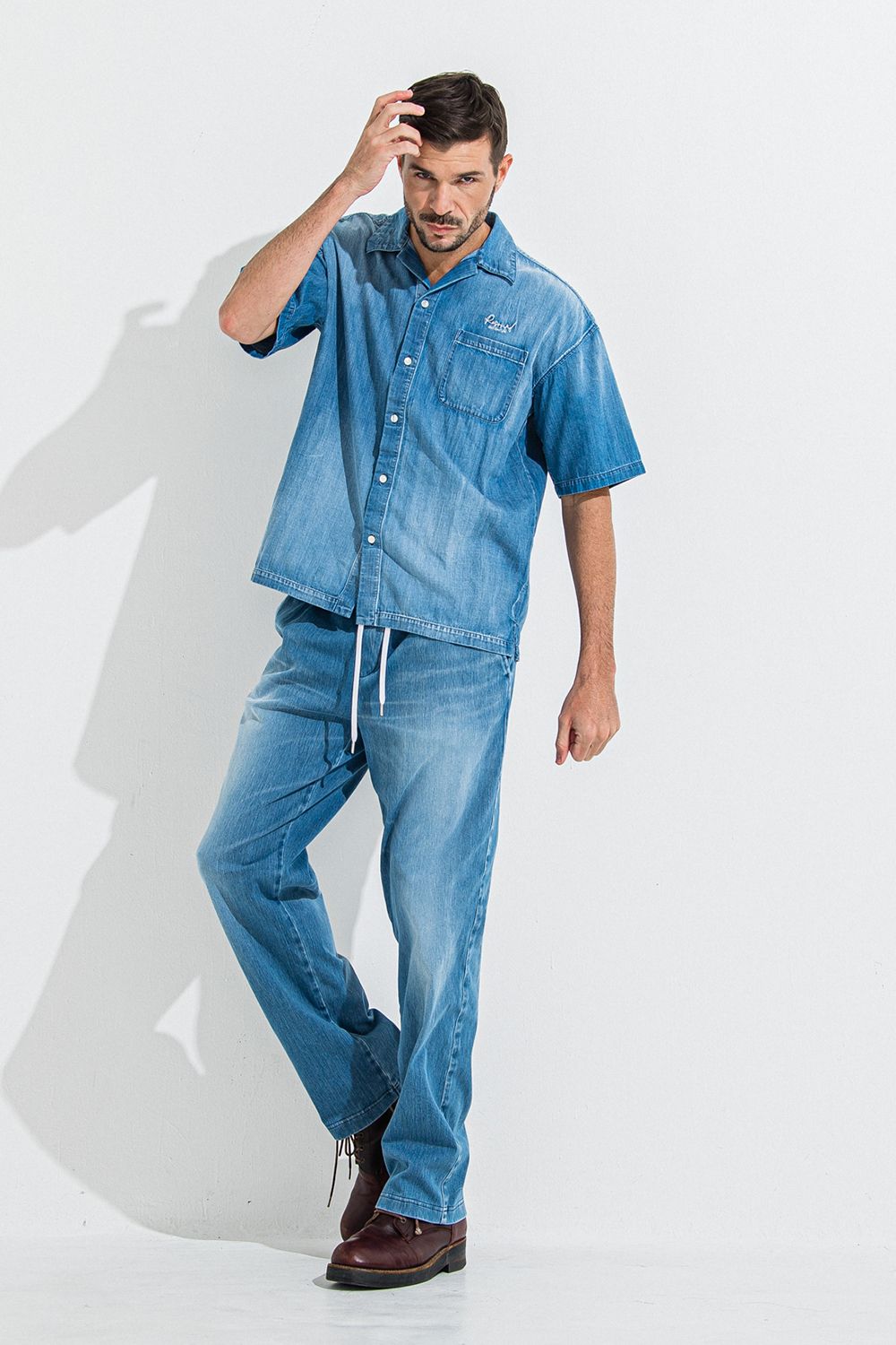 DENIM JERSEY WIDE PT / デニム ジャージ ワイド パンツ