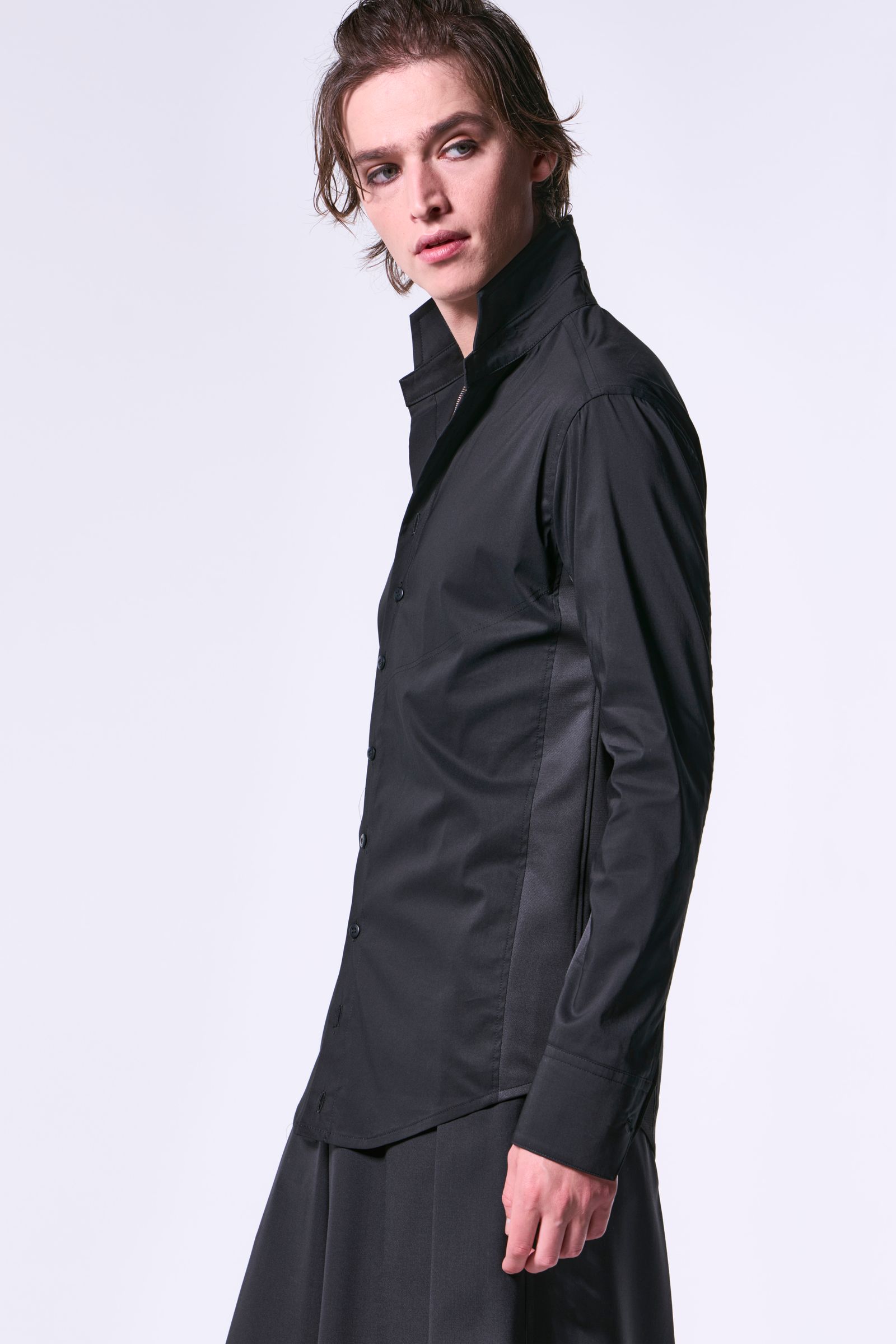 Loan Stand Collar Side Rib Shirt / ローン スタンドカラーサイドリブシャツ