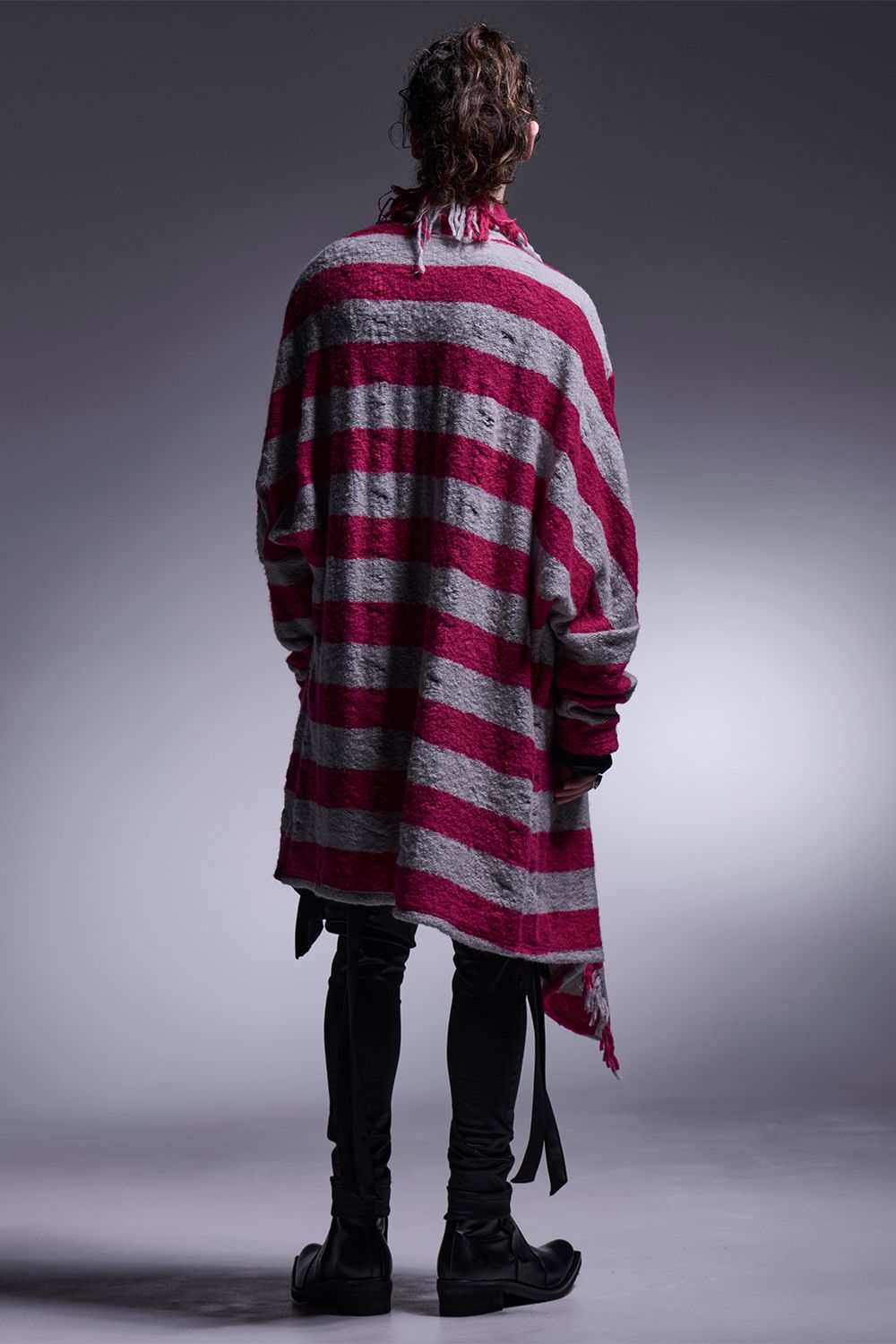 Border Dolman Fringe Cardigan / ボーダー ドルマンフリンジカーディガン