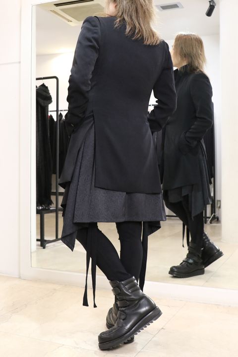 《kiryuyrik 2024-25AW》Trimming Peaked Jacket × Stand Collar Zip Flare Shirt