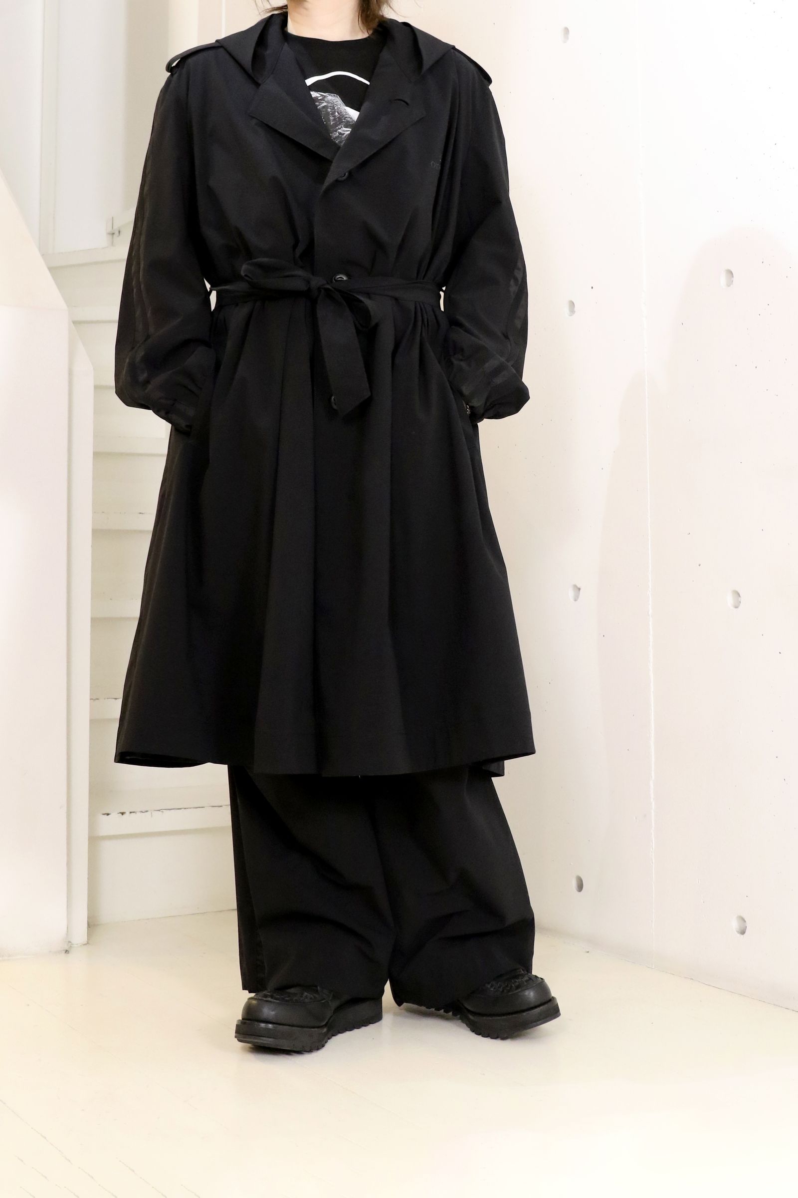 Sustainable Tuffeta Line Big Silhouette Hoodie / ライン ビッグシルエット フーディー