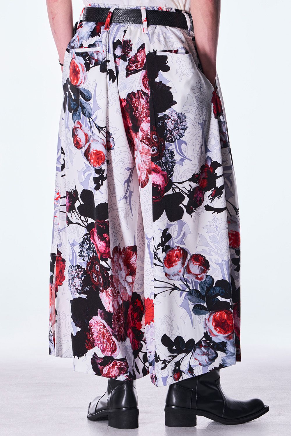 Goth Flora Suede Satin Wide Tuck Slacks / ゴス フローラ スエード サテン ワイド タック スラックス