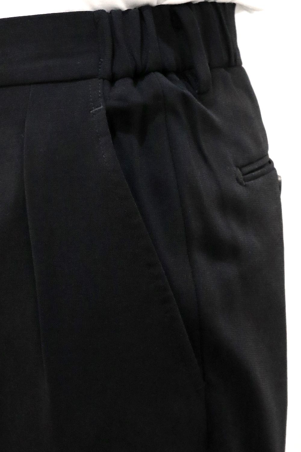 MELANGE TWILL SHIRRING TROUSERS / メランジ ツイル シャーリング トラウザーズ