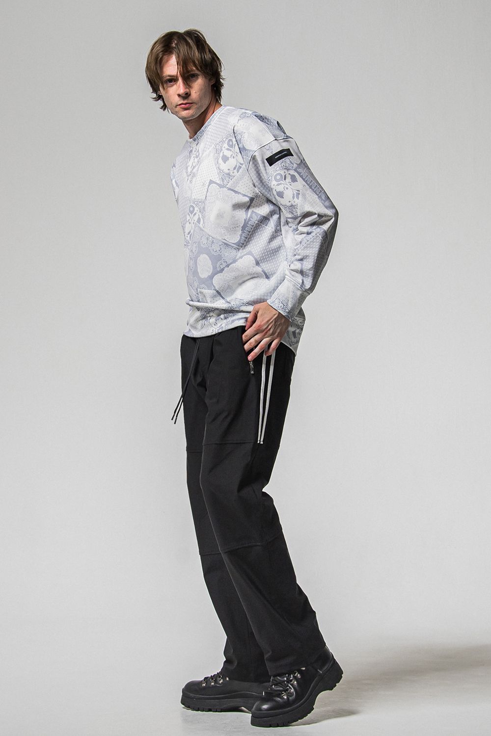 PAISLEY BACK FLEECE DROP TRAINER / 裏起毛 ペイズリー柄 ルーズトレーナー