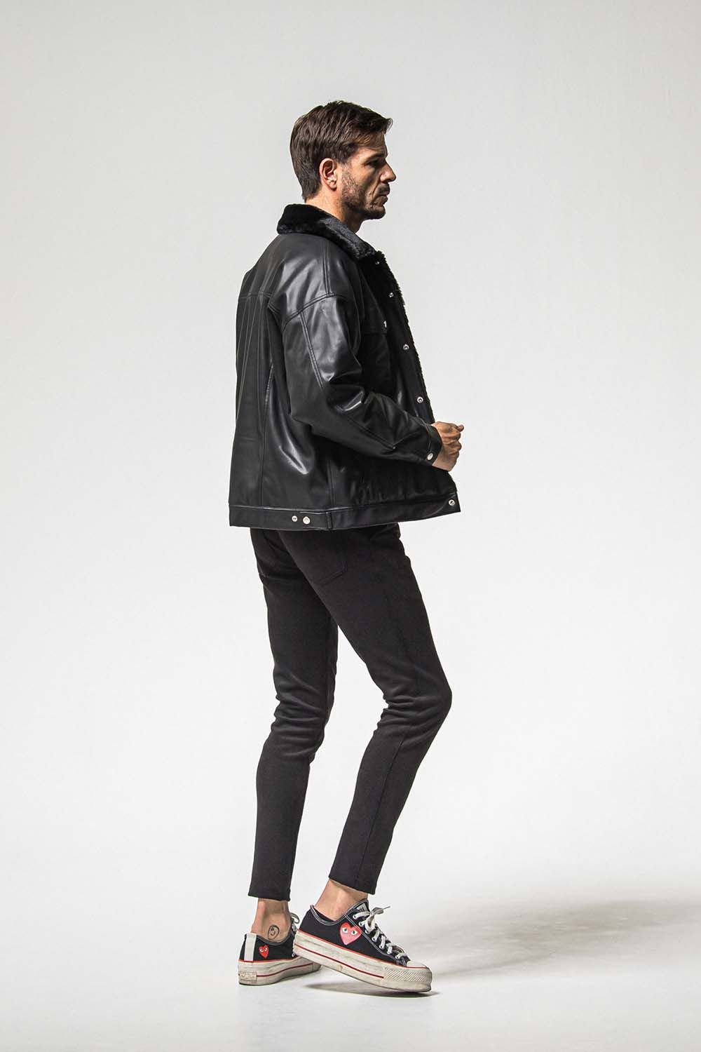 LEATHER FUR OVER G  / レザー ファー オーバー Gジャン