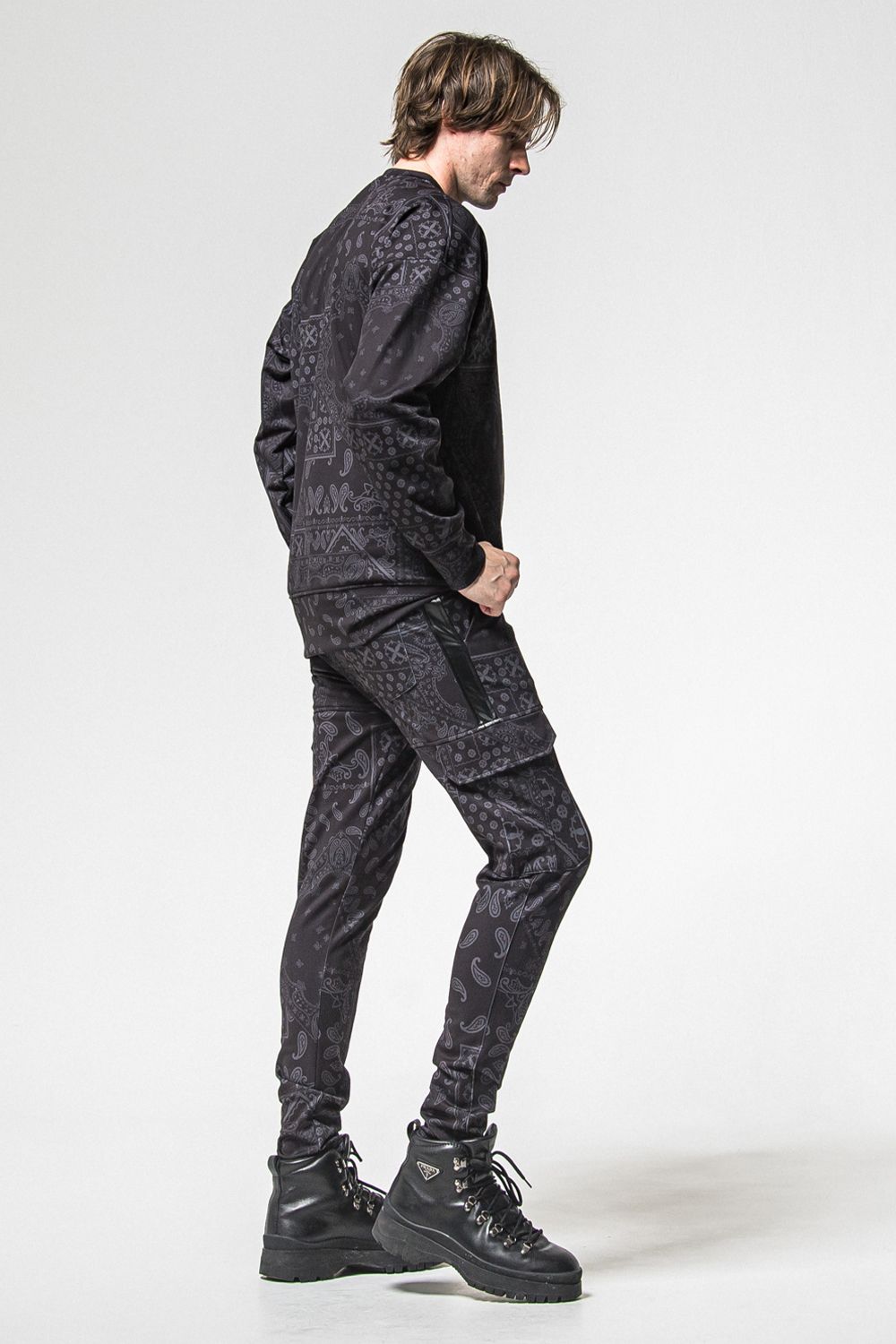 PAISLEY BACK FLEECE DROP TRAINER / 裏起毛 ペイズリー柄 ルーズトレーナー