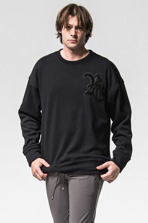 RC CHENILLE VELOURS FLEECE DROP TRINER / RC サガラ刺繍ワッペン ベロア フリース ドロップ トレーナー