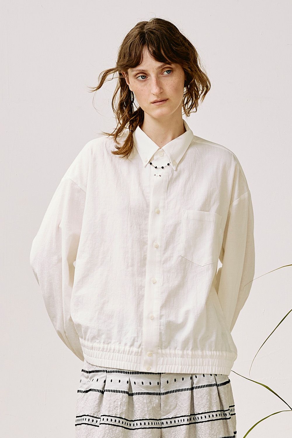 Cotton linen short length shirt / コットン リネン ショートレングス シャツ