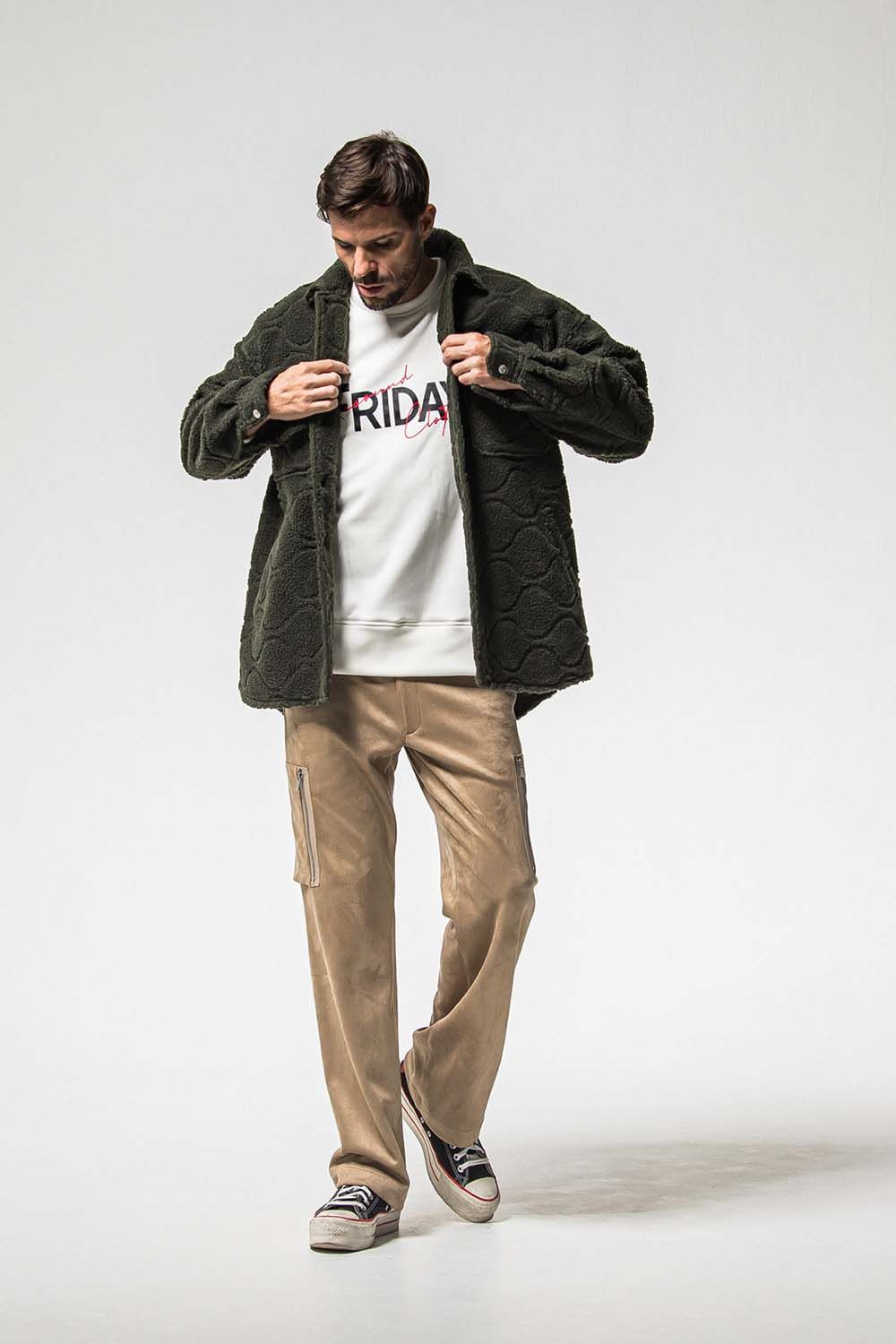 FRIDAY OLD LOGO VELOURS FLEECE TRAINER / フライデー オールドロゴ ベロア フリース トレーナー