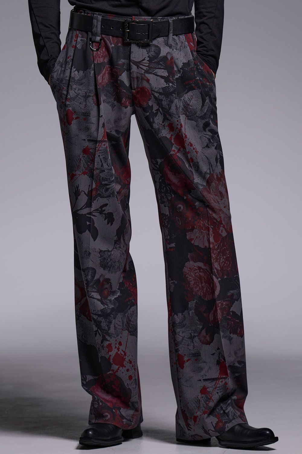 Gray Flora Gabardine Wide Slacks / グレー フローラ ギャバジン ワイドスラックス