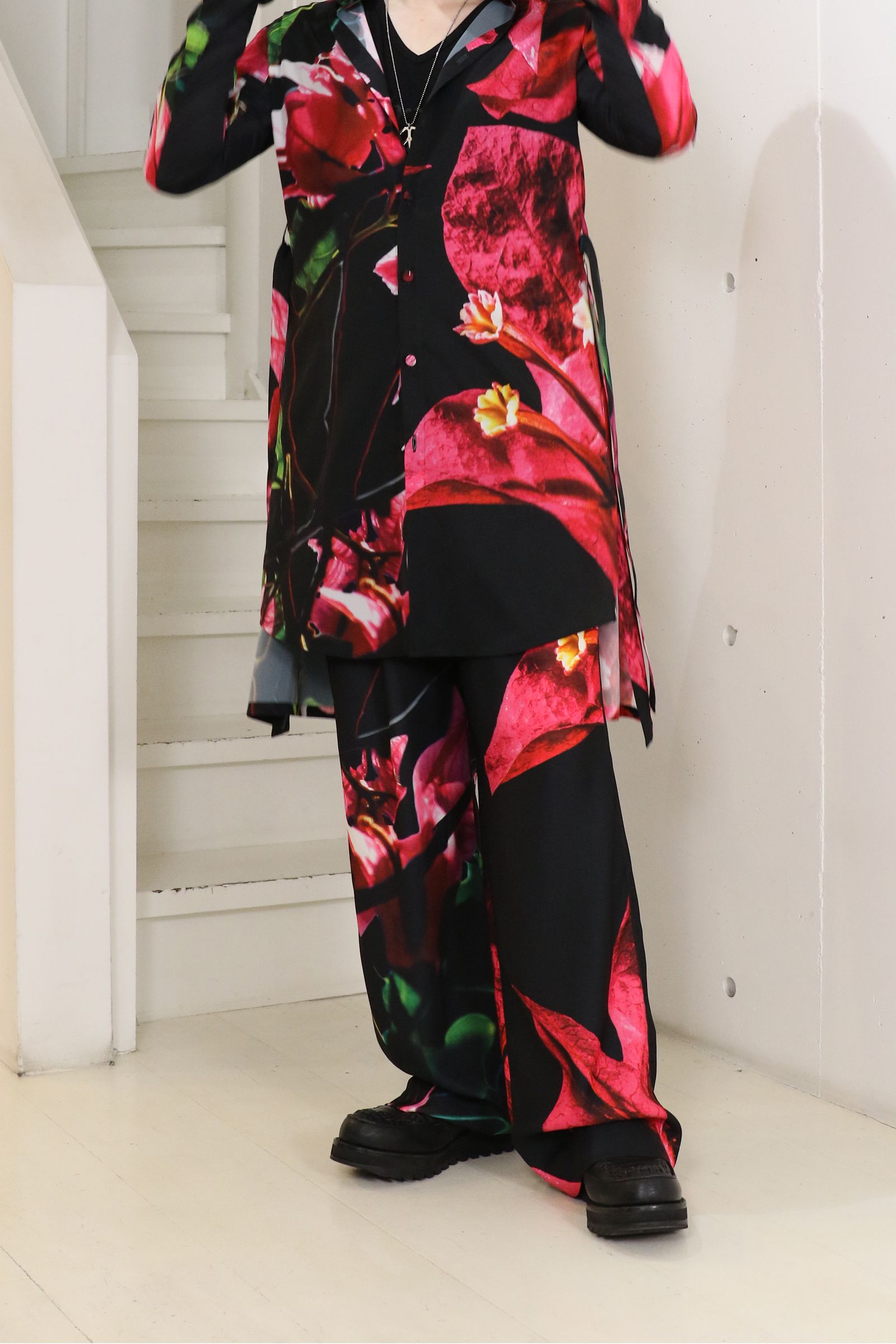 Eco Satin Bougainvillia 2Tuck Wide Slacks  / ブーゲンビリア 2タック ワイドスラックス