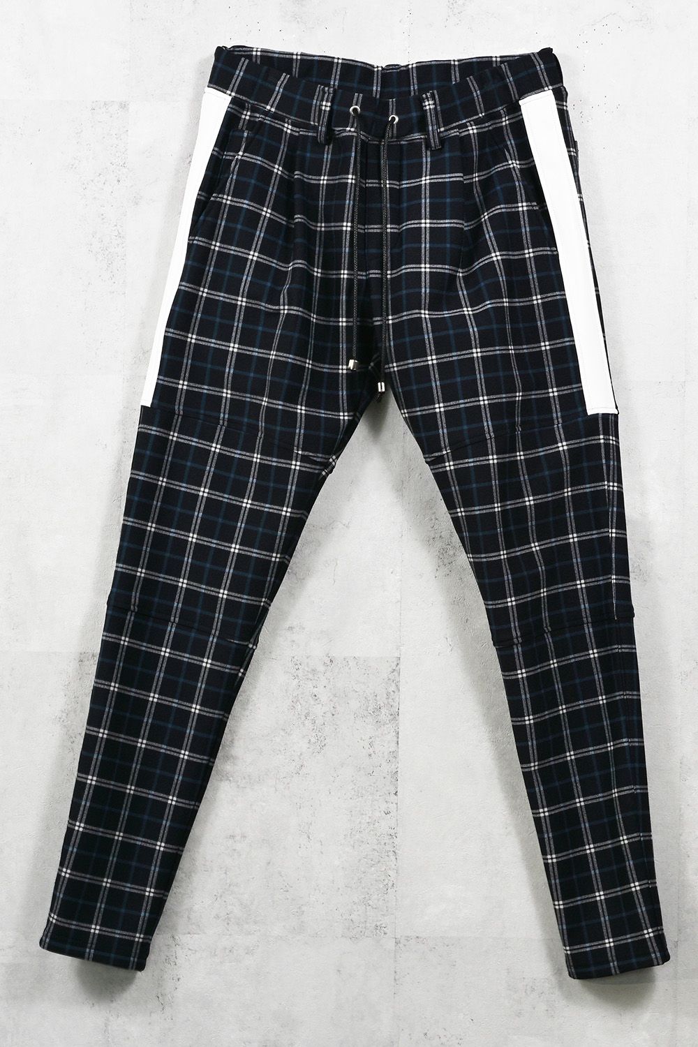 JT HEAT CHECK PT / 裏起毛 チェック 1タック ライン パンツ