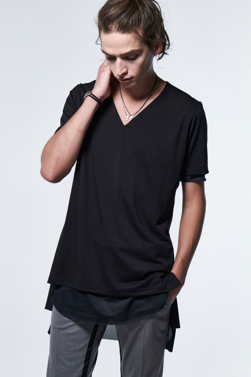 kiryuyrik - TENJIKU & TETO Knit Layered T-Shirt | laid-back