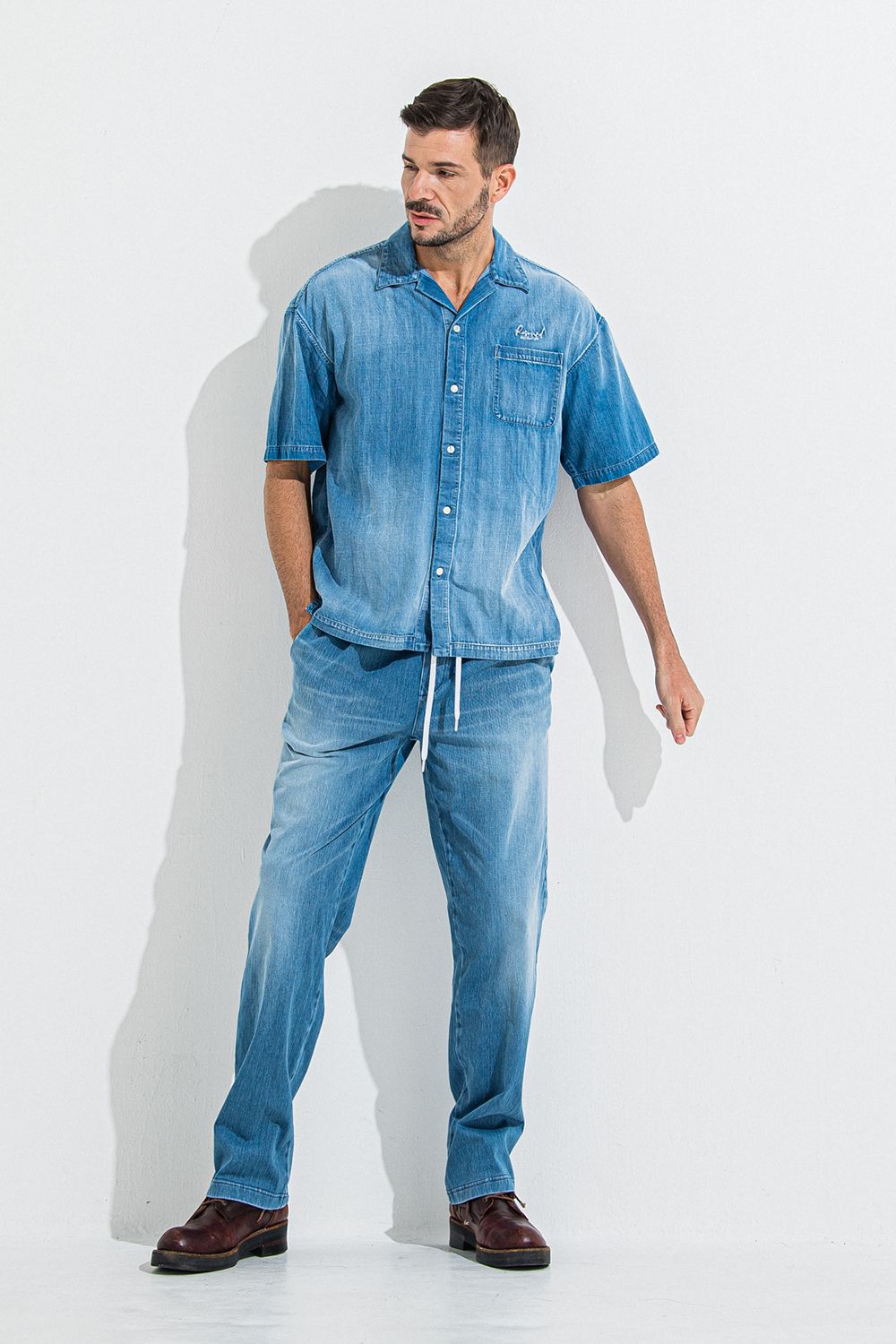DENIM JERSEY WIDE PT / デニム ジャージ ワイド パンツ