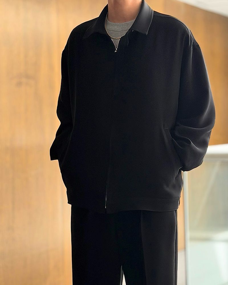 上品な見た目で着心地最高、N.HOOLYWOOD COMPILE DRIZZLER JACKET&WIDE TAPERED EASY SLACKSを使用したコーディネート
