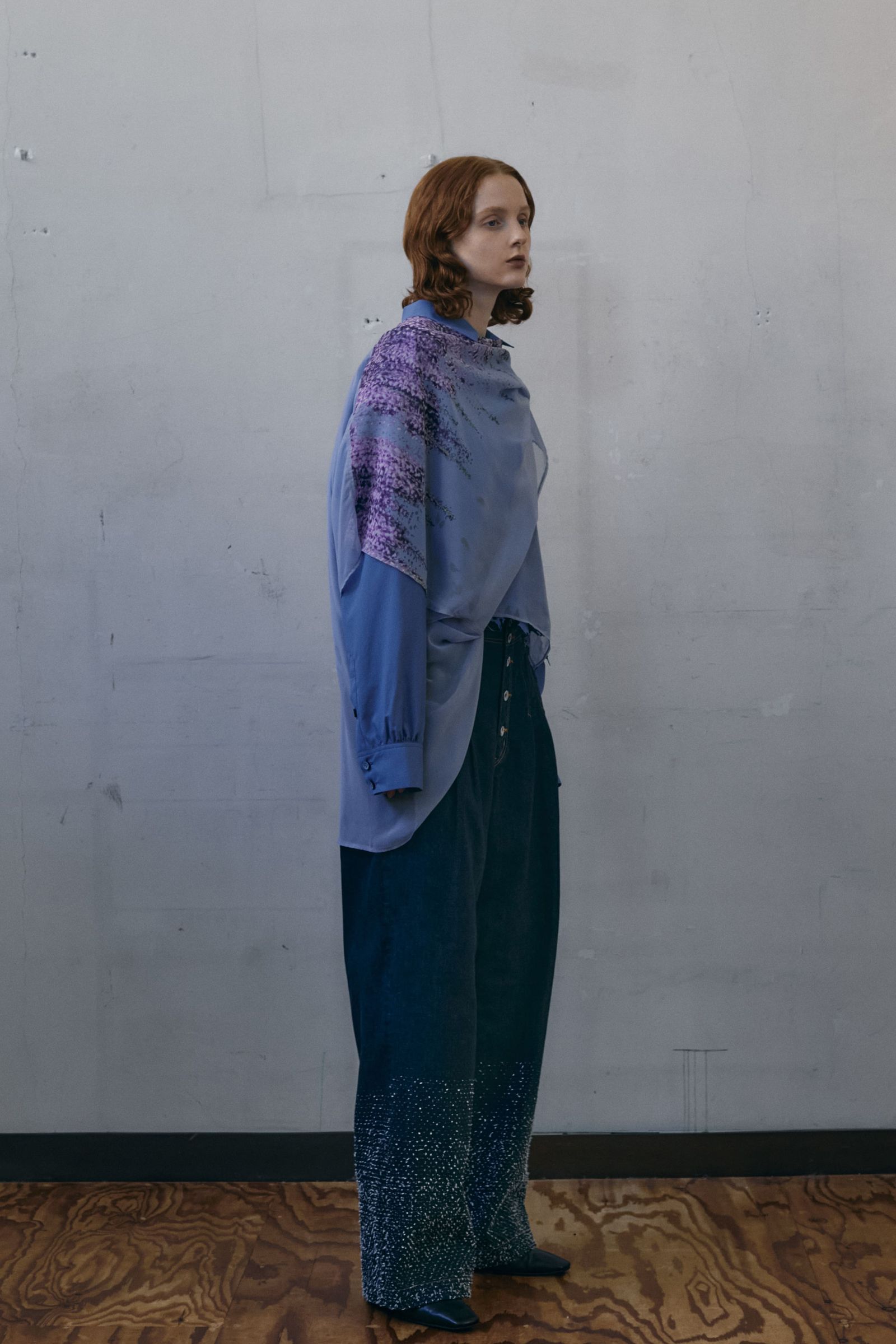 Gradation needle-punched denim PT  / グラデーション ニードルパンチ デニム