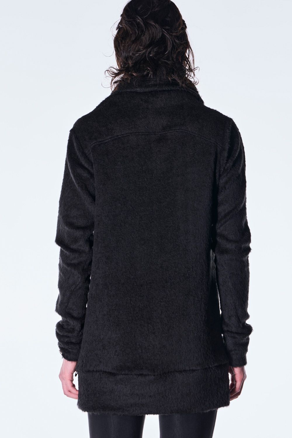 Long Shaggy Jersey Loose High Neck Pull Over / ロング シャギー ジャージ ルーズ ハイネック プルオーバー