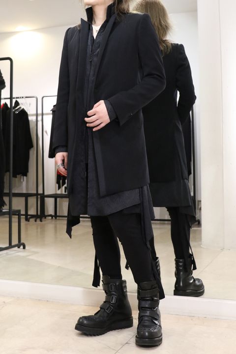 《kiryuyrik 2024-25AW》Trimming Peaked Jacket × Stand Collar Zip Flare Shirt
