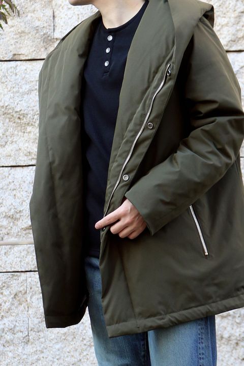 冬のインナーにおすすめのカットソー、裏起毛の新型モデル”VELOURS FLEECE THERMAL HENRY”を使用したコーディネートをご紹介いたします！