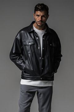 LEATHER OVER 3RD G / オーバーサイズ エコレザーGジャン