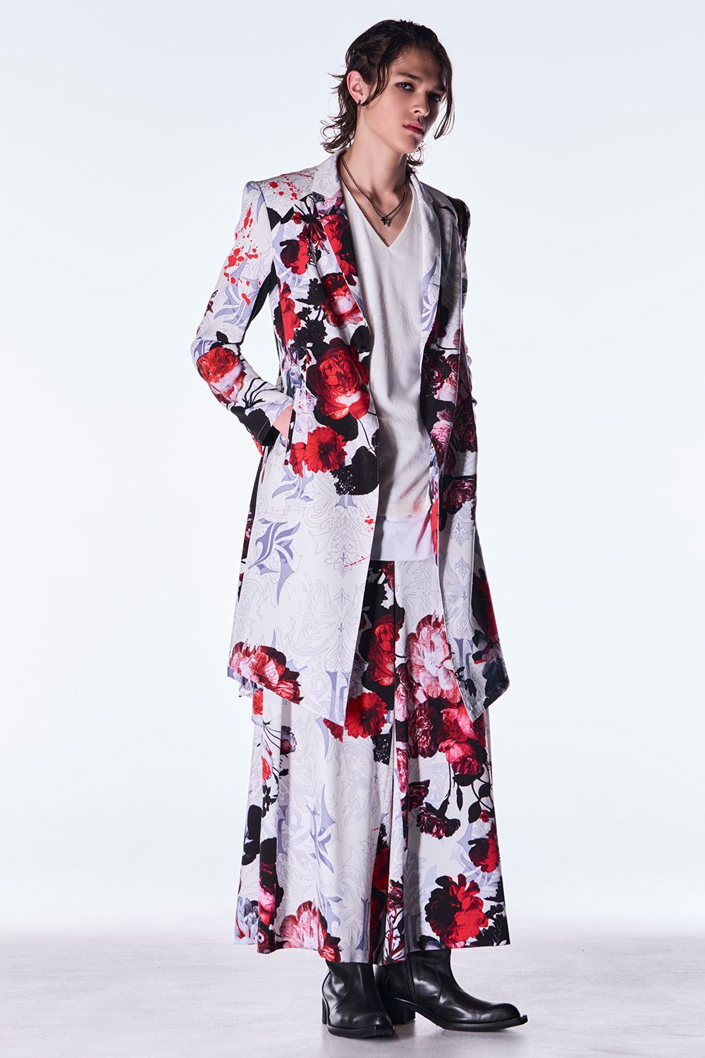 Goth Flora Suede Satin Flare Jacket  / ゴス フローラ スエード サテン フレア ジャケット