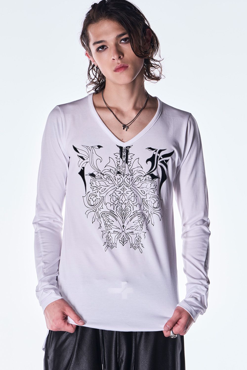 BEA TENJIKU V Neck T-Shirt / ベア天竺 Vネック ロングスリーブ Tシャツ