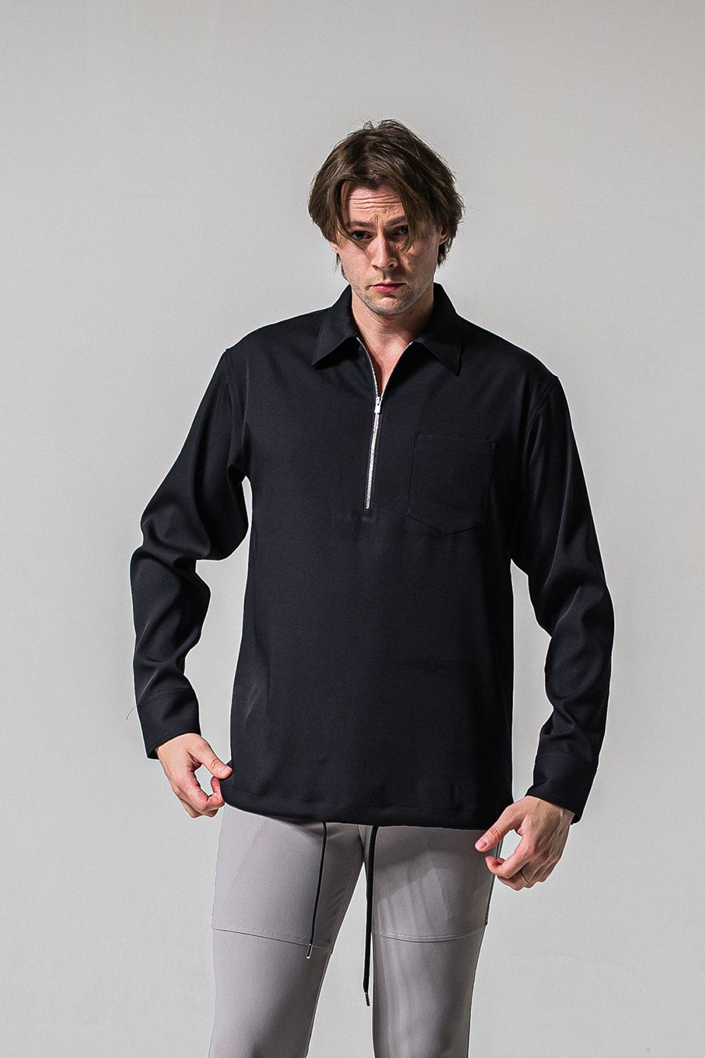 PULLOVER SATIN SHIRT / プルオーバー サテン シャツ