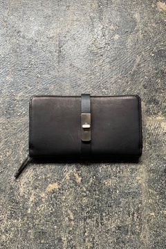 Round Long WALLET BLACK ×S/SILIVER METAL - Oil Leather