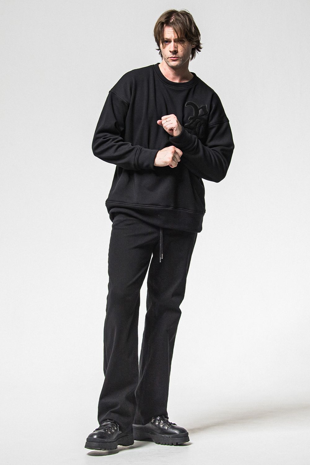 RC CHENILLE VELOURS FLEECE DROP TRINER / RC サガラ刺繍ワッペン ベロア フリース ドロップ トレーナー