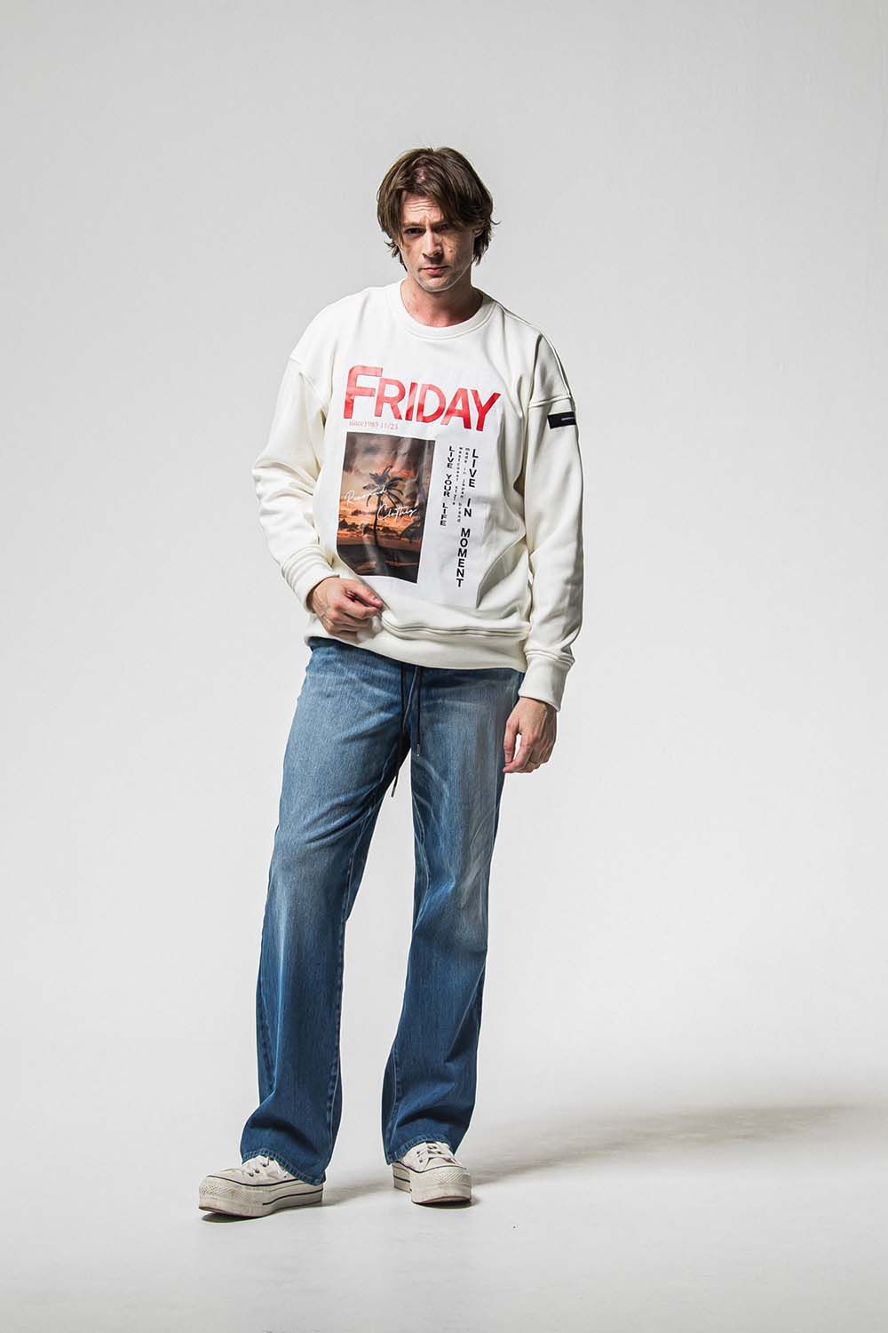 FRIDAY OLD COVER VELOURS FLEECE TRAINER / フライデー オールドカバー ベロア フリース トレーナー