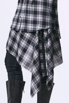 Black & White Check Hip Hung Muffler / チェック ヒップハングマフラー