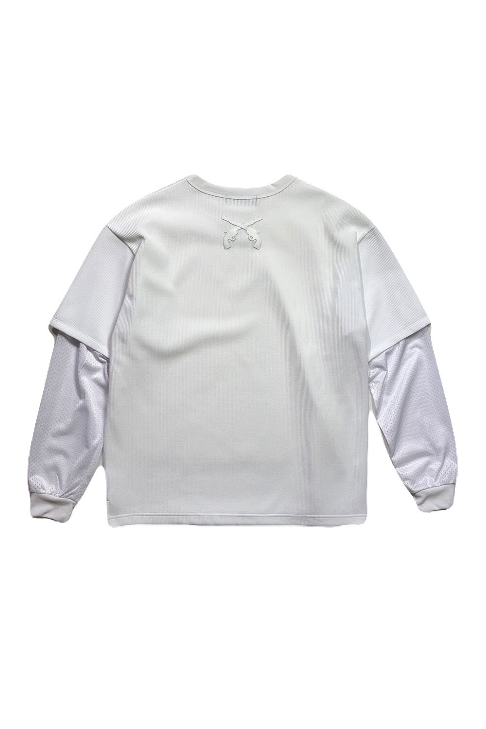 WAFFLE/MESH GUNPATCH / ワッフル メッシュ レイヤード ロングスリーブT レザークロスガンパッチ