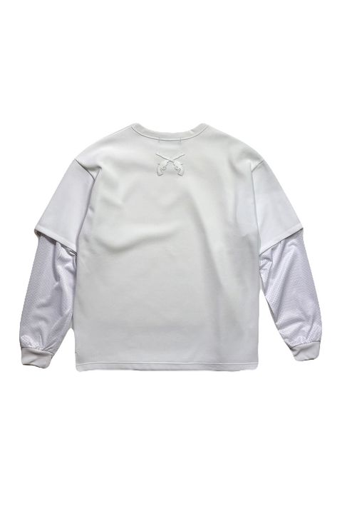 WAFFLE/MESH GUNPATCH / ワッフル メッシュ レイヤード ロングスリーブT レザークロスガンパッチ