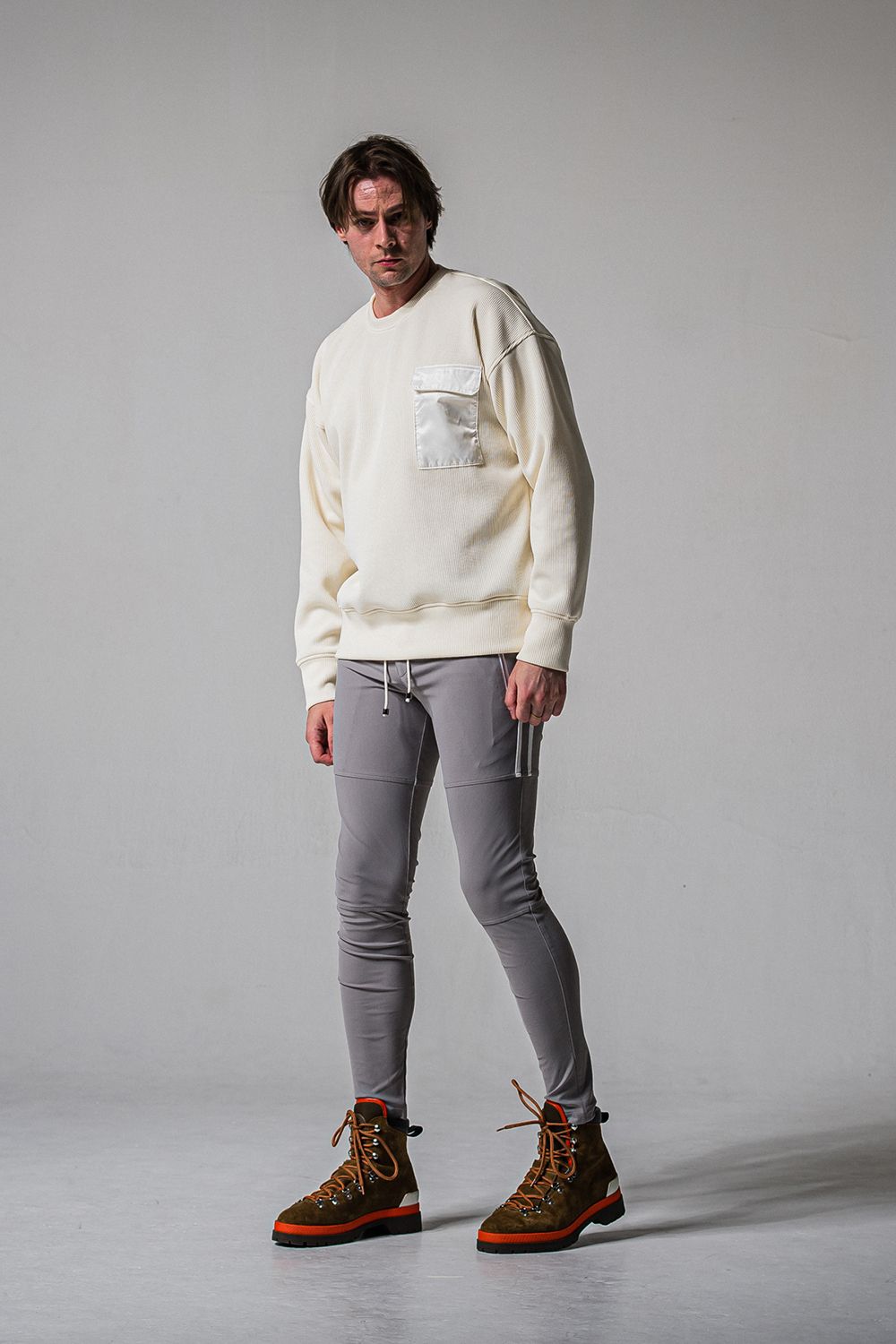 AZE MILITARY DROP TRAINER / 畔編み ミリタリー ドロップ トレーナー