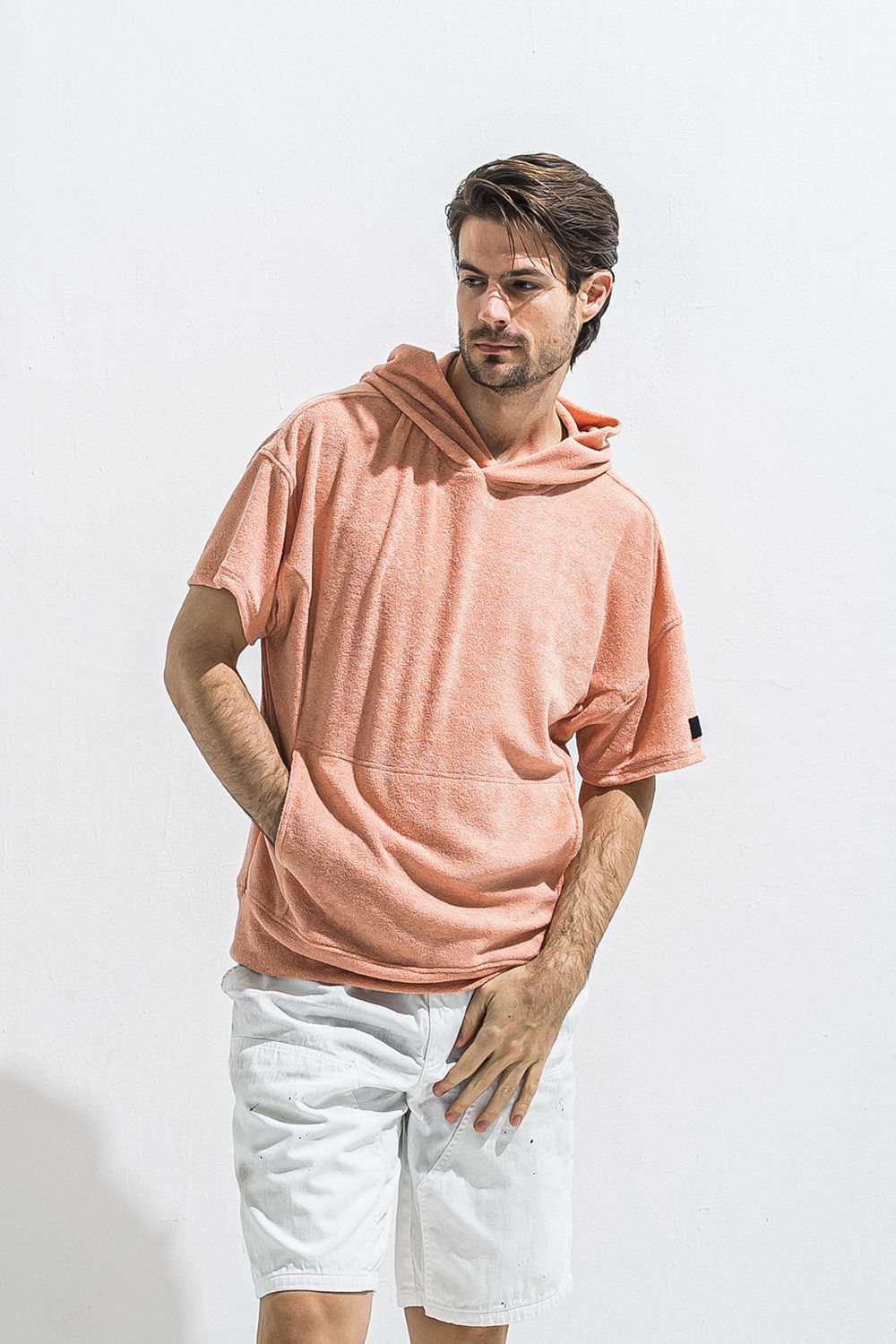 PILE HALF HOODIE / オーバーサイズ ハーフスリーブ パイル フーディー