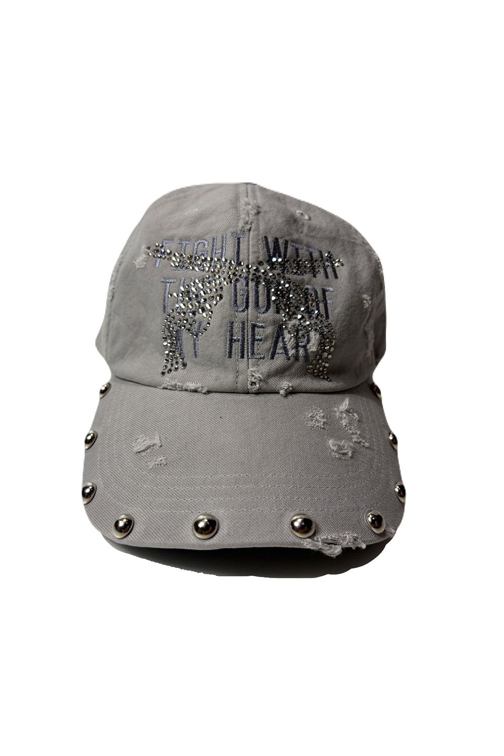B.B CAP DA/EM/ST/CR / ベースボールキャップ ダメージ&エンブロイダリー クロスガンクリスタル