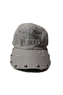 B.B CAP DA/EM/ST/CR / ベースボールキャップ ダメージ&エンブロイダリー クロスガンクリスタル