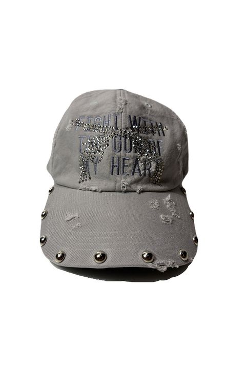 B.B CAP DA/EM/ST/CR / ベースボールキャップ ダメージ&エンブロイダリー クロスガンクリスタル